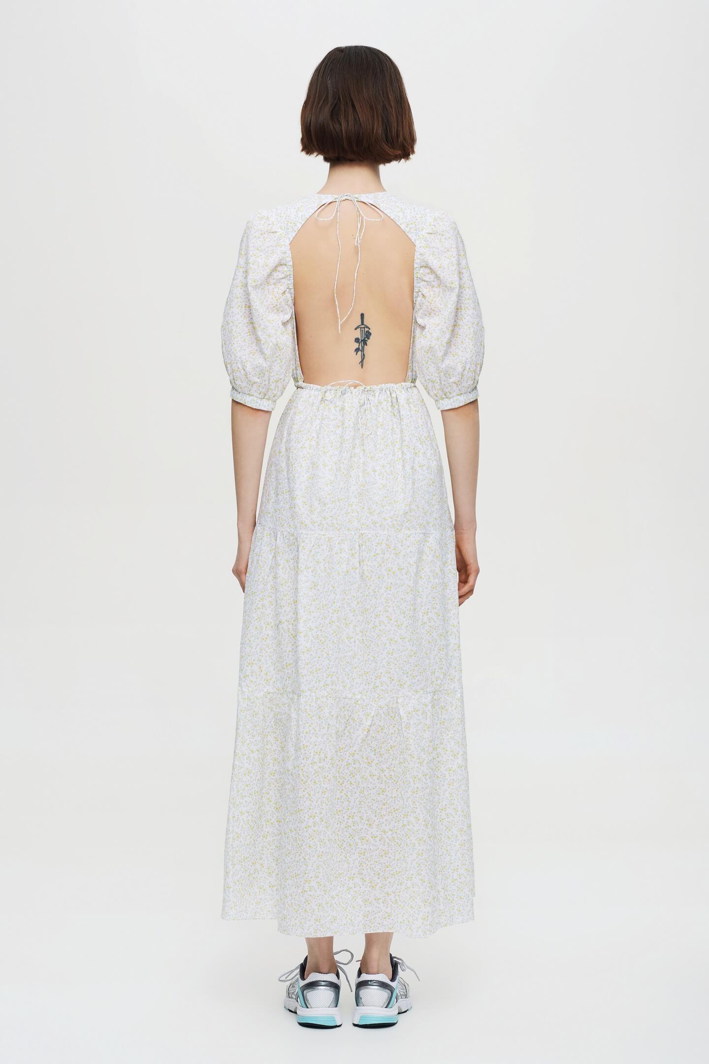 Model in Eyes Full of Light dress back view