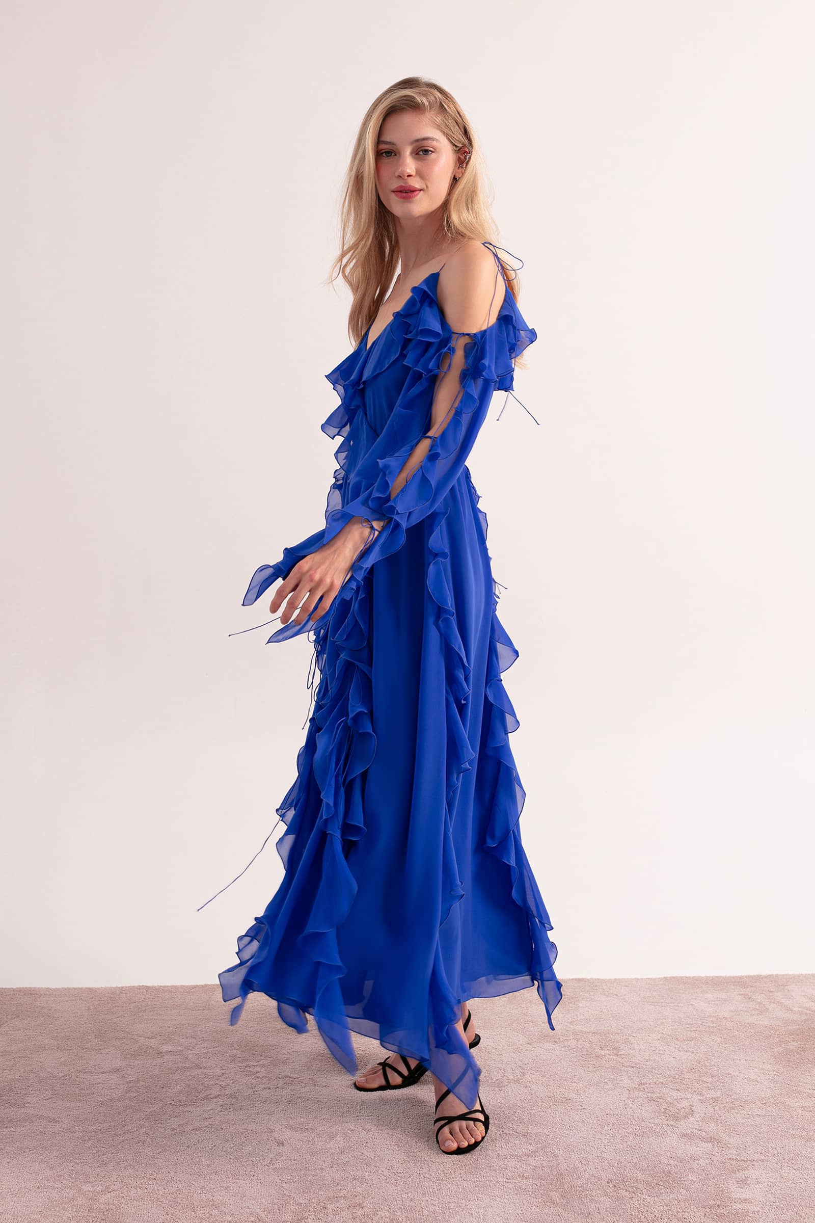 Model in Morning Forest Dress