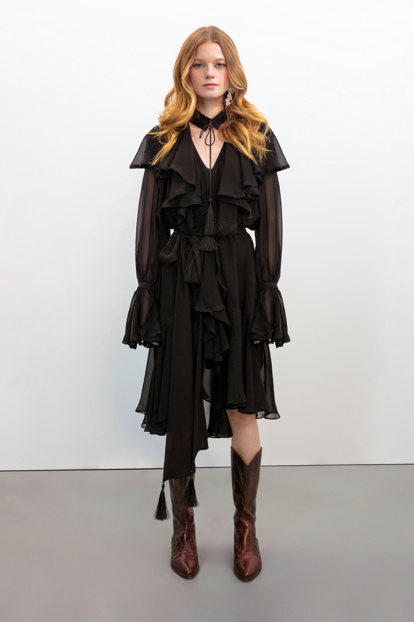 Model in Ocean Of Tenderness midi dress front view