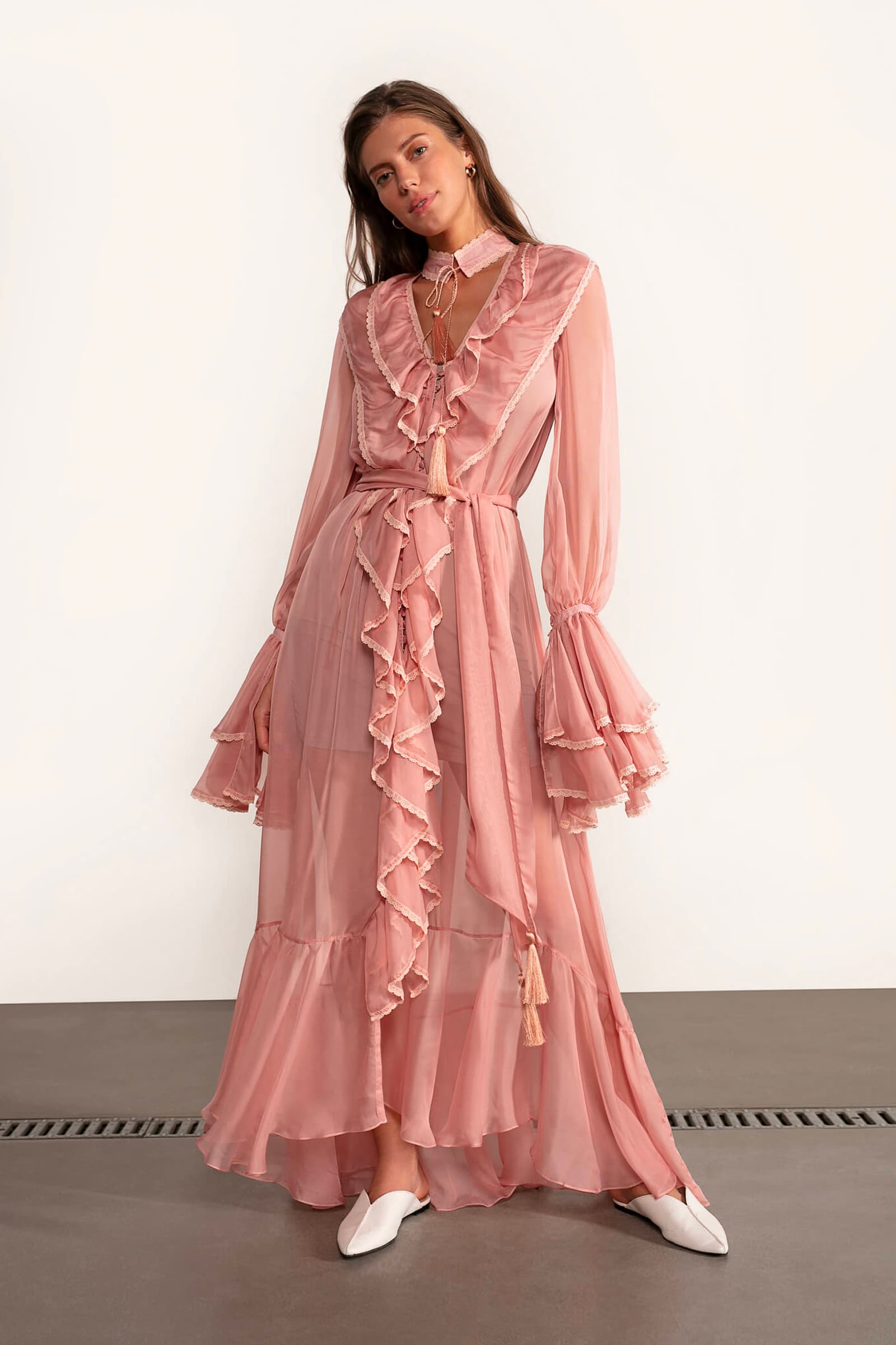 Model in Ocean Of Tenderness maxi dress front view