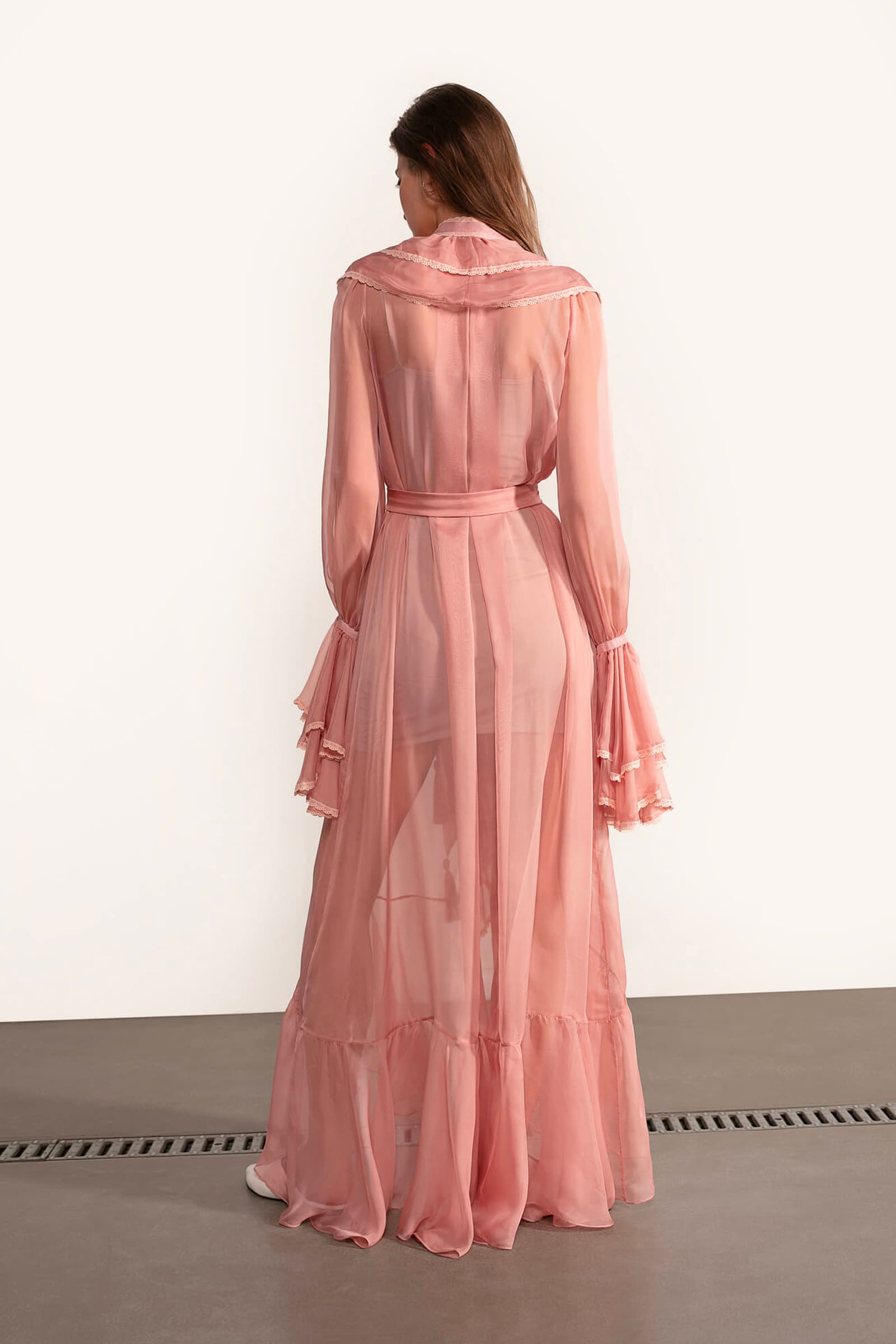 Model in Ocean Of Tenderness maxi dress back view