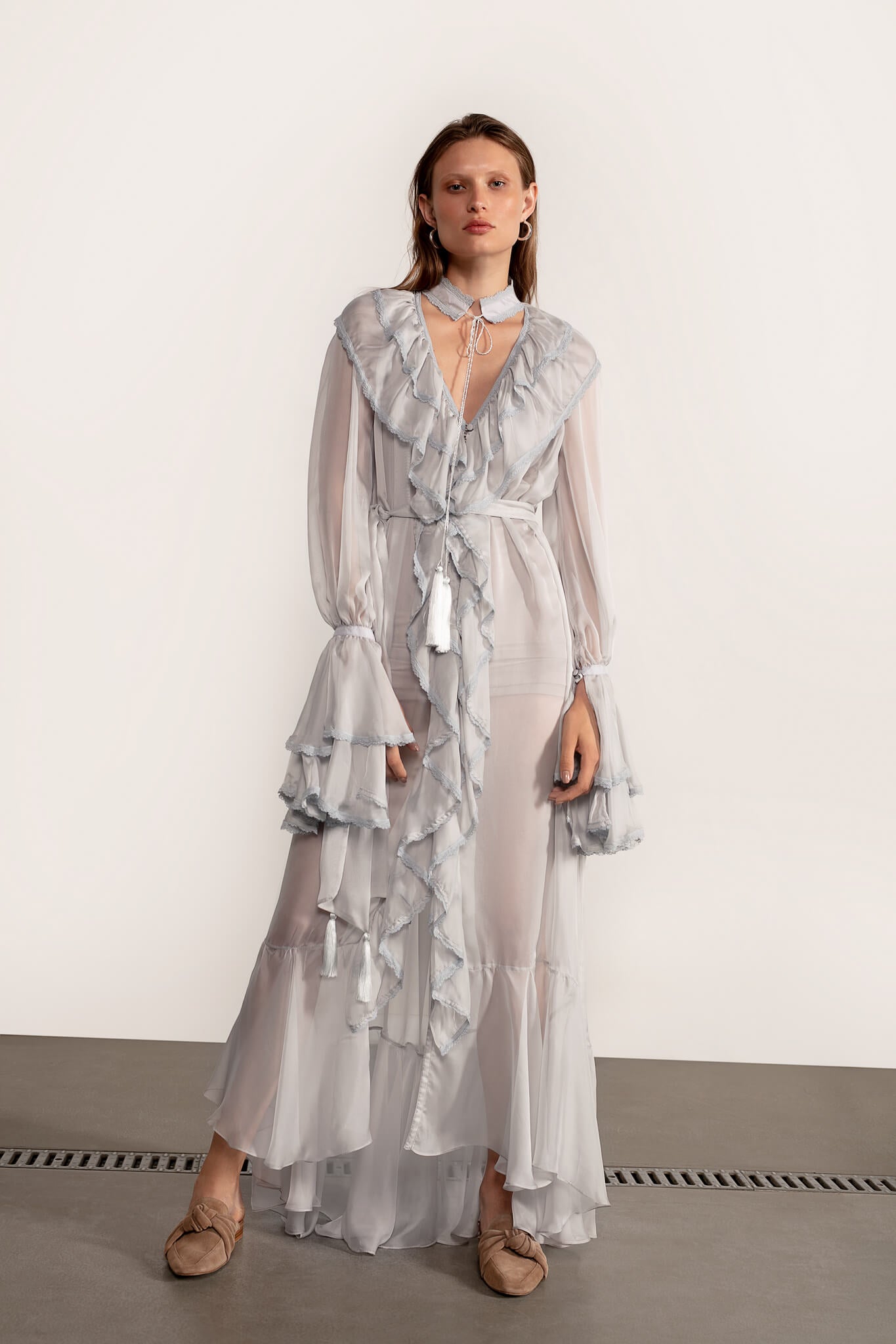 Model in Ocean Of Tenderness maxi dress front view